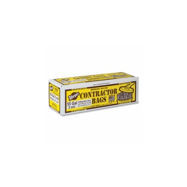 Warp Brothers Trash Can Liners with Recycled Plastic, 55 gal, 3 mil, 36 in W X 60 in H, Black, 30PK 795-HBP55-30-R - main