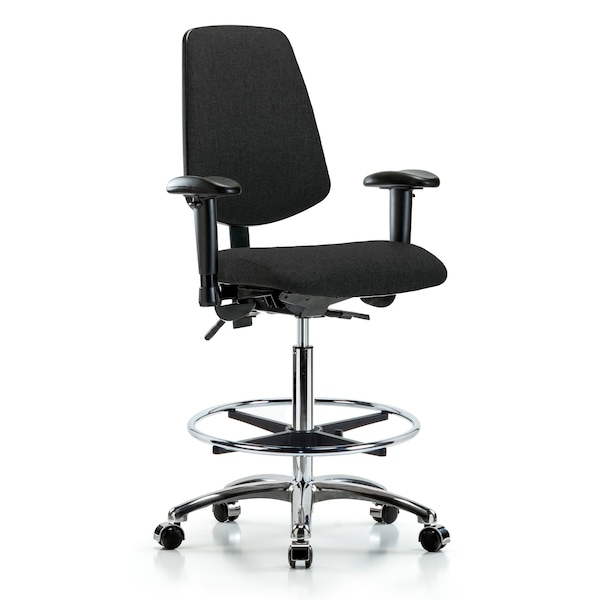 Blue Ridge Ergonomics Fab Hi Bench Chair, Med, Bk, CF, Cast, Blk, 6-Way Adjustable, 26" to 35-1/2" Height, Black BR-FHBCH-MB-CR-T1-A1-CF-CC-F42 - main