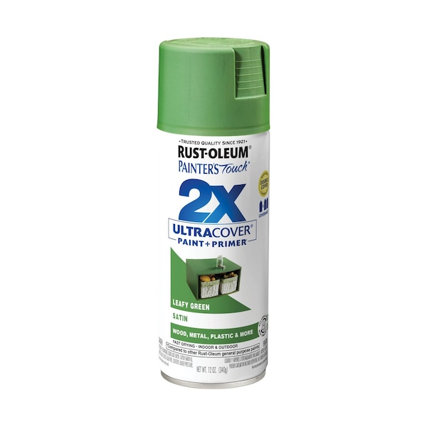 Rust-Oleum Spray Paint, Leafy Green, Satin, Solvent, 12 Oz 249072 - main