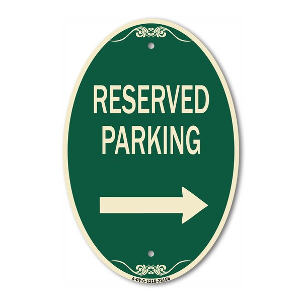 Signmission Reserved Parking Right Arrow, 12 Inch X 18 Inch Architectural Oval, Heavy Gauge Aluminum A-OV-G-1218-23156 - main