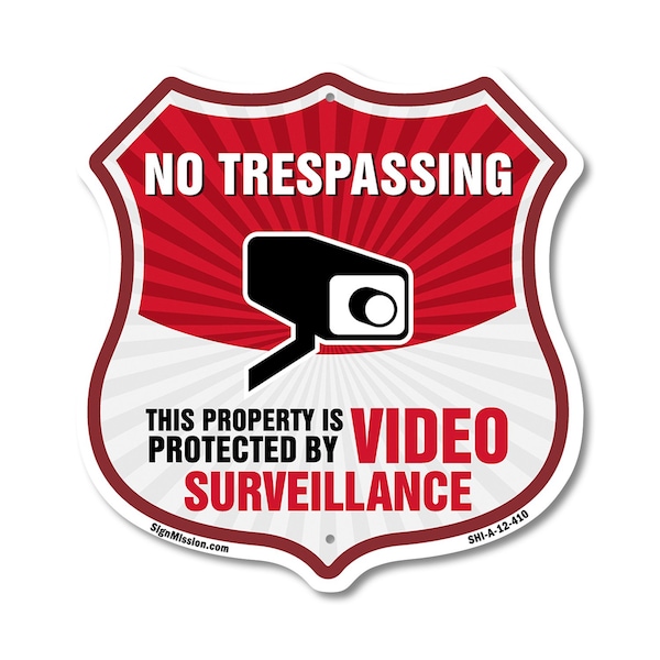 Signmission No Trespassing Shield Sign This Property, 12 Inch X 12 Inch, Aluminum Metal Sign SHI-A-12-410 - main