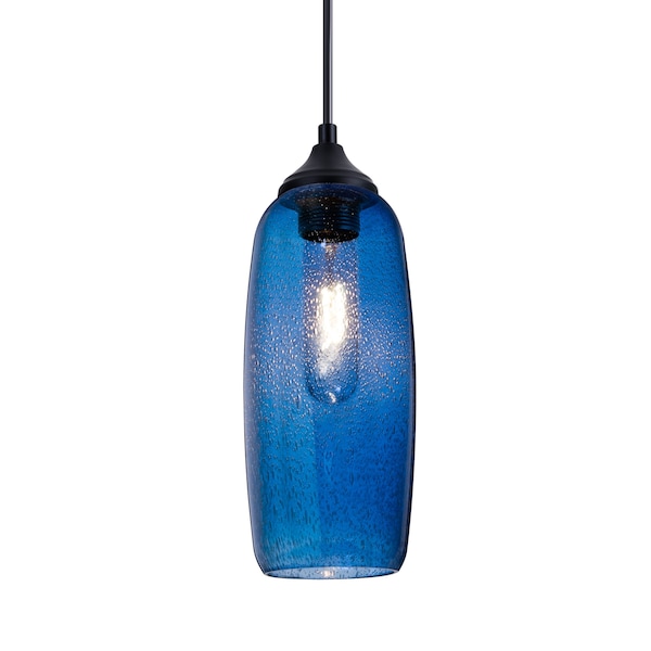 Besa Lighting Besa Pinot 9 Outdoor Pendant, Blue Bubble, Black Finish, 1x 4W LED Filament OP-PINOT9BL-EDIL-BK - main