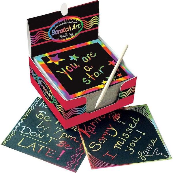 Melissa & Doug Scratch Art Box of Rainbow Mini Notes w/Stylus, 125 Notes/Pack, PK3 5945 - main