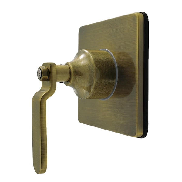 Kingston Brass Single-Handle Six-Way Diverter Valve with Square Trim Kit, Antique Brass KS4043KL - main