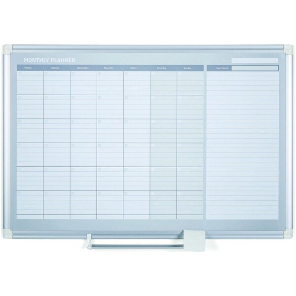 Bi-Silque Dry-Erase Board, Monthly Planner, 36inx24in, White; BOARD, DRYERAS, MONTHLY, 2X3 GA0397830 - main