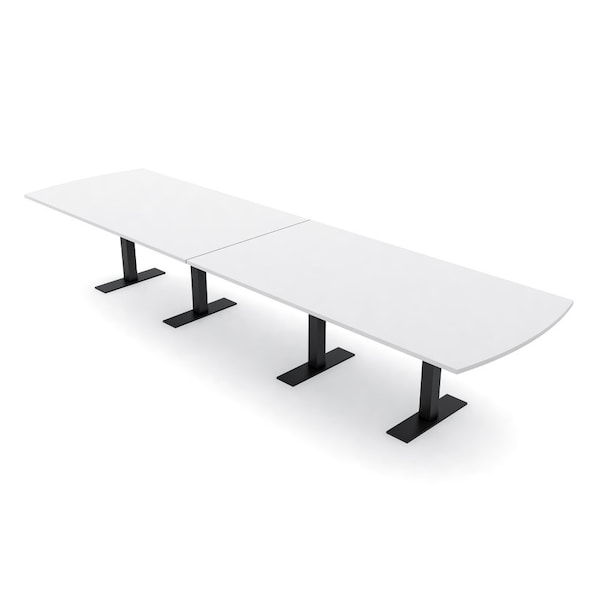 Skutchi Designs 14ft Arc Rectangle Conference Table With Power | Harmony Series | 14 Person Meeting Room Table HAR-AREC-48X168-T.BK-W960-NA - main