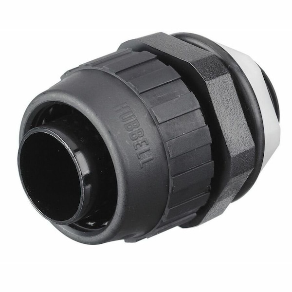 Hubbell Wiring Device-Kellems Conduit Fitting Connector, 3/4 in, Threaded, Nylon, Black P075NBKA - main