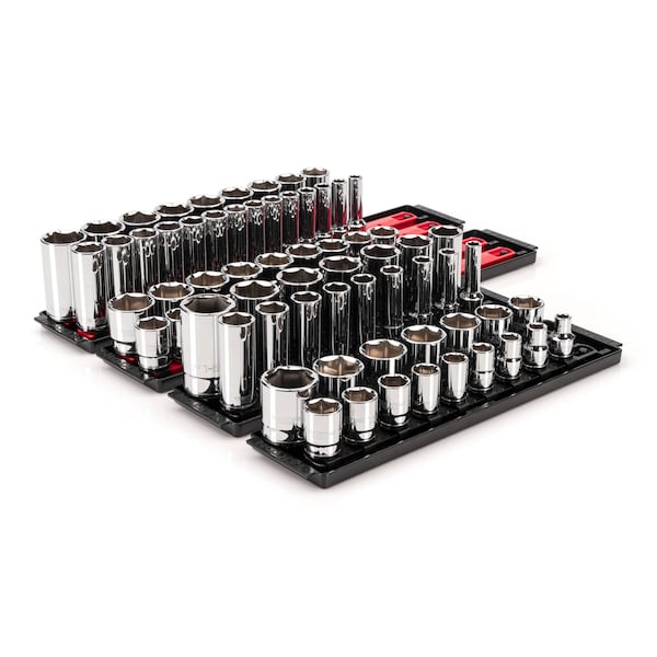 Tekton 1/2 Inch Drive 6-Point Socket Set with Rails and Trays, 78-Piece 3/8 - 1-5/16 in., 10-32 mm SHD92215 - main