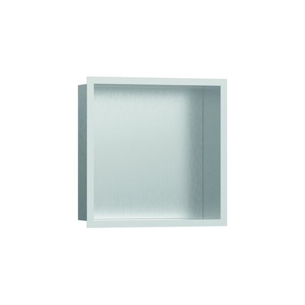 Hansgrohe Individual Wall Niche Brushed Stainless Steel w/ Design Frame 12"x 12"x 4" in Matte White 56097700 - main