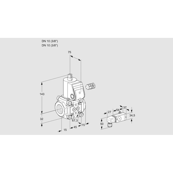 Honeywell Kromschroder Solenoid Valve for Gas/Air, VAS110R/NW, 500 mbar, IP65, EN 161 KS88026075 - main