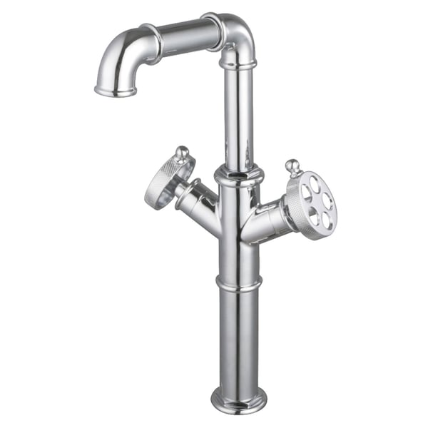 Kingston Brass Double-Handle Vessel Faucet with Knurled Handle, Polished Chrome LS6601RKZ - main