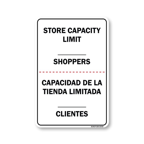 Signmission Public Safety, Store Capacity Limit Shoppers Spanish, 14in X 10in Rigid Plastic, OS-NS-P-1014-25439 OS-NS-P-1014-25439 - main