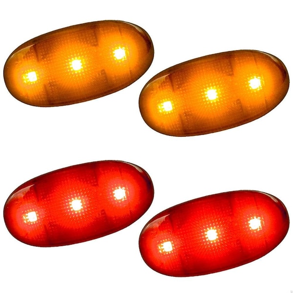 Recon Truck Accessories 11-14 FORD SUPER DUTY DUALLY FENDER LENSES 2 RED/2 AMBER LED LIGHTS CLEAR LENS CHROME TRIM (4PC) 264136CL - main