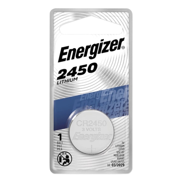 Energizer Energizer 2450 Lithium Coin Battery, 1 Pack - For Multipurpose - 3 V DC - Lithium (Li) - 1 Each ECR2450BP - main