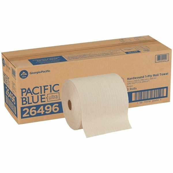 Georgia-Pacific Pacific Blue Ultra Hardwound Paper Towels, 1 Ply, Continuous Roll Sheets, 1150 ft, Brown, 3 PK 26496 - main