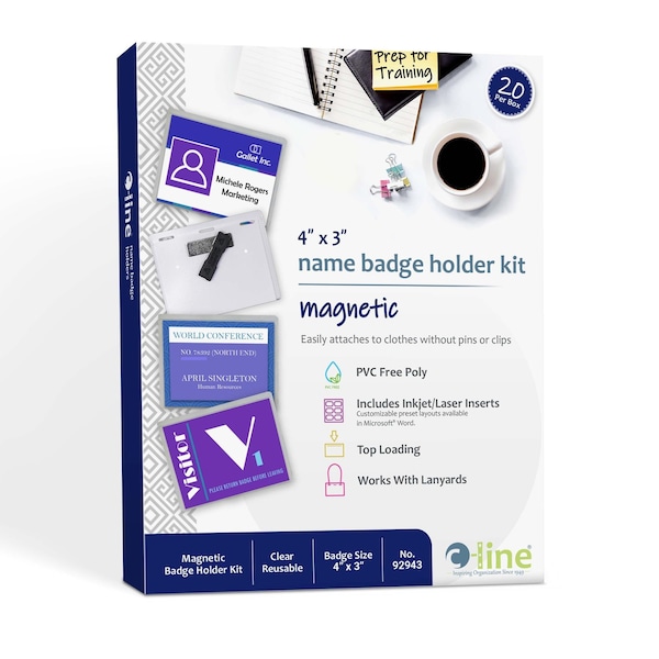 C-Line Products Magnetic Style Name Badge Kit, 4x3", PK20 92943 - main
