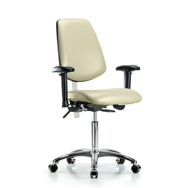Blue Ridge Ergonomics Clean Room Chair Vin Med Ben Chair, Med, Bk, Wht, CL100, Adjustable Arms, 22" to 29" Height, Vinyl BR-NCR-VMBCH-MB-CR-T0-A1-NF-CC-8501 - main