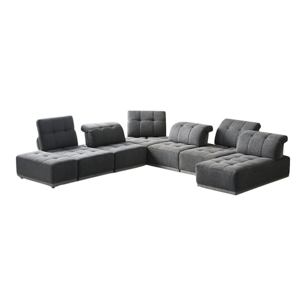 Homeroots Gray Polyester Modular U Shaped Seven Piece Corner Sectional 473572 - main