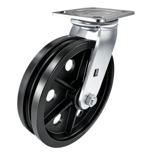 Hyw Products Heavy Duty Caster 8in V-Groove Wheel, Swivel 40-80S-A1-VG - main