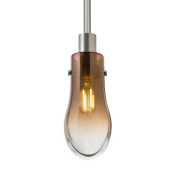 Besa Lighting Wish Stem Pendant, Amber/Clear, Satin Nickel Finish, 1x40W Incandescent 1TT-WISHAM-SN - main