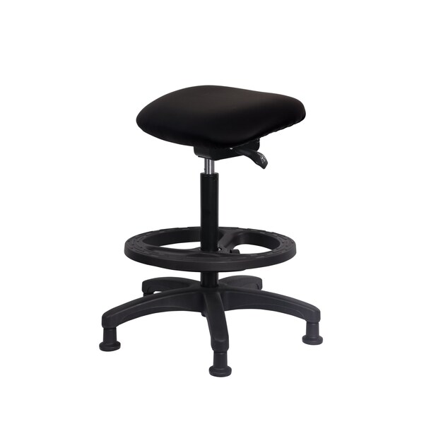 Blue Ridge Ergonomics Vinyl Sit-Stand - Standing Height with Black Foot Ring Stationary Glides in Black Trailblazer Vinyl VSTSS-RG-BF-RG-8540 - main