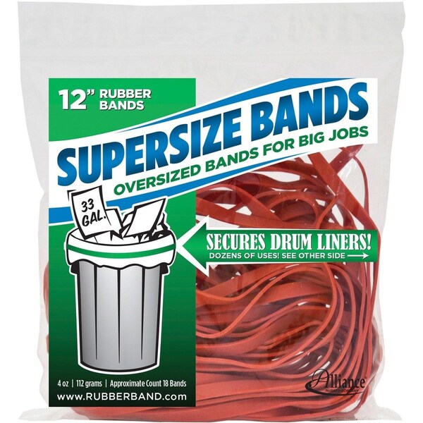 Alliance Rubber 08994 SuperSize Bands Large 12 Heavy Duty Latex Rubber Bands For Oversized Jobs, Red, 18PK ALL08994 - main