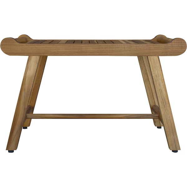 Homeroots Rectangular Teak Shower Bench With Handles In Natural Finish 376724 - main