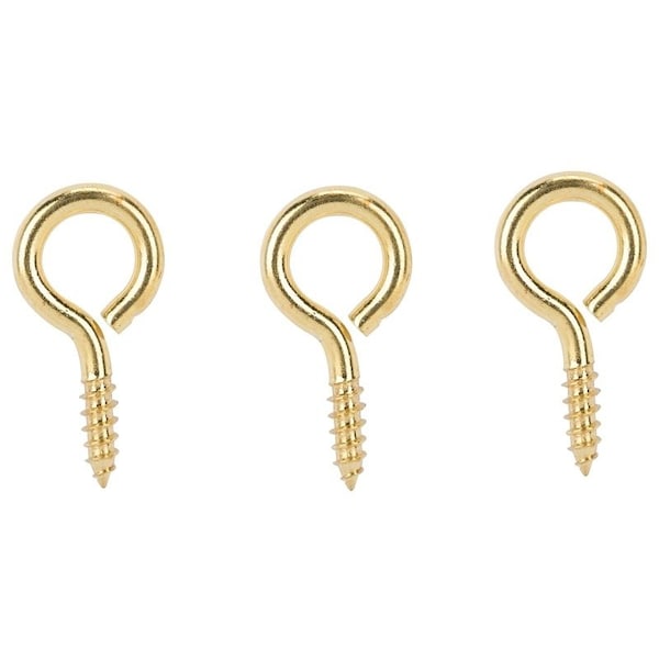 Prosource Screw Eye, 4.8 mm Dia Wire, 6 mm Thread, 3/4 in L Thread, 1-15/16 in OAL, Brass, Brass Plated LR-240-PS - main