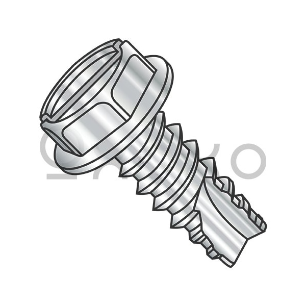 Oxoxo 8-18X1/2 Slot Indent Hex Washer Thread Cut Screw Type 25 Full Thread 18 8 Stainless Steel, 2000PK 567180 - main