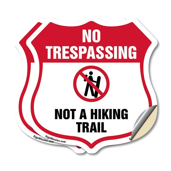 Signmission No Trespassing Shield Sign Not A Hiking, 6 inch X 6 inch, Vinyl Decal, 2PK SHI-D-2PACK-6-414 - main
