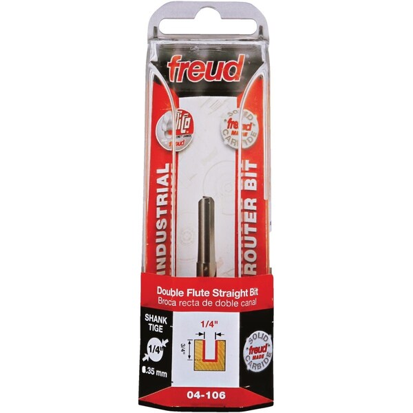 Freud 1/4'' x 3/4'' Double Flute Straight Router Bit 04-106 - main