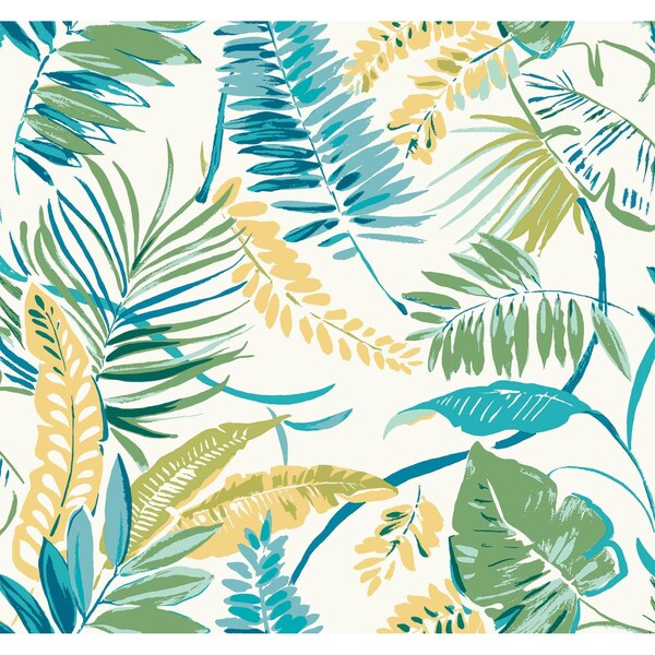 York Wallcoverings Tropical Toss Aqua and Yellow Wallpaper TC2626 - main