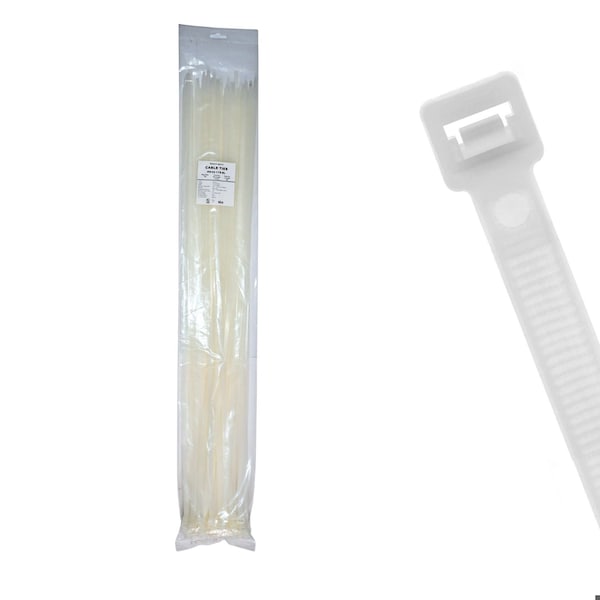 Cable Ties Unlimited Cable Tie, 32 in L, 175 lb Strength, 9.68 in Max Bundle Dia, Nylon 6/6, Natural, 50PK HD32-175-9L - main