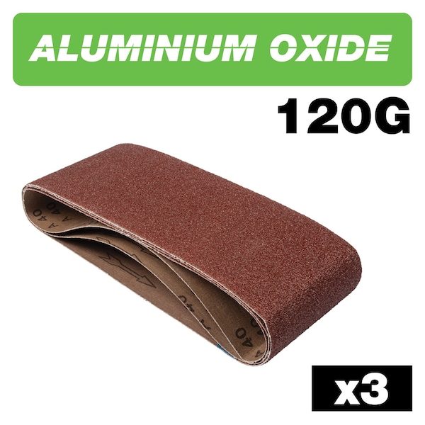 Trend Aluminum Oxide 4x24 Inch 120 Grit Sanding Belt, Pack of 3, AB/B100/120A, 3PK U*AB/B100/120A - main