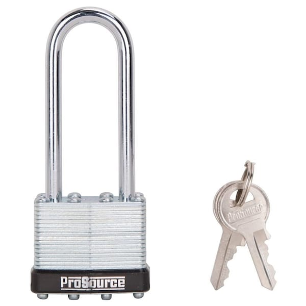 Prosource Padlock, Long Shackle, 1/4 in Dia Shackle, 2-3.4 in H Shackle, Steel Shackle, Steel Body HD00040L-3L - main