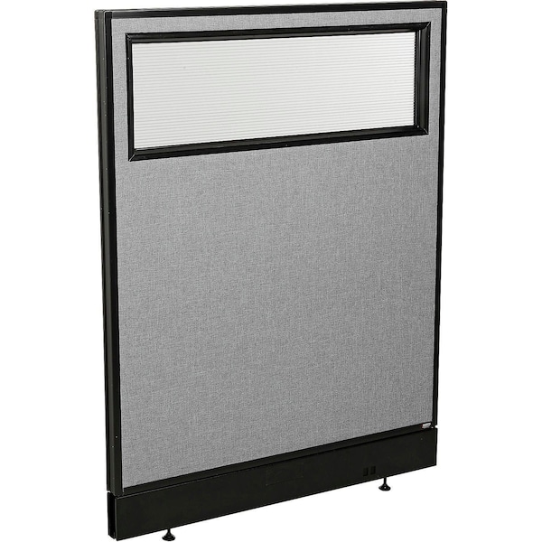 Global Industrial Interion Office Partition Panel with Partial Window and Pass-Thru Cable, 36-1/4"W x 46"H, Gray 694754WPGY - main
