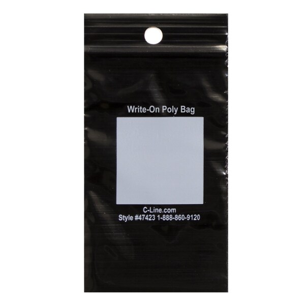 C-Line Products Storage Bag, Black, Zipper, 25 PK 47423 - main