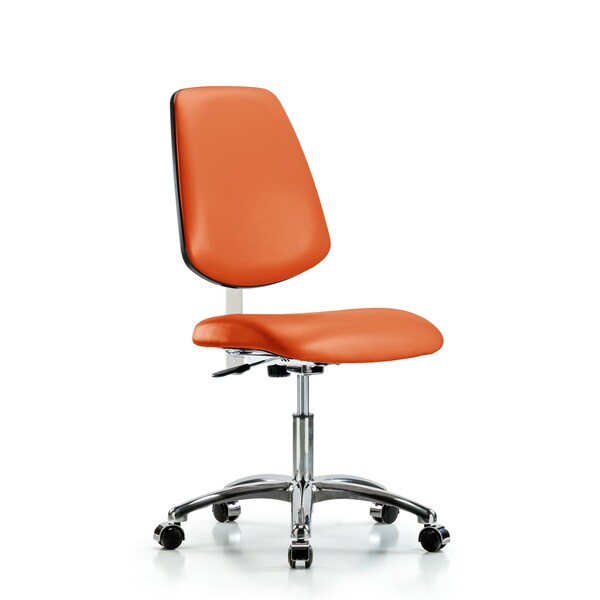 Blue Ridge Ergonomics Clean Room Chair Vin Desk Chair, Med, Bk, Orange, CL100, No Arms, 18" to 23" Height, Vinyl, Orange Kist BR-NCR-VDHCH-MB-CR-T1-A0-CC-8613 - main