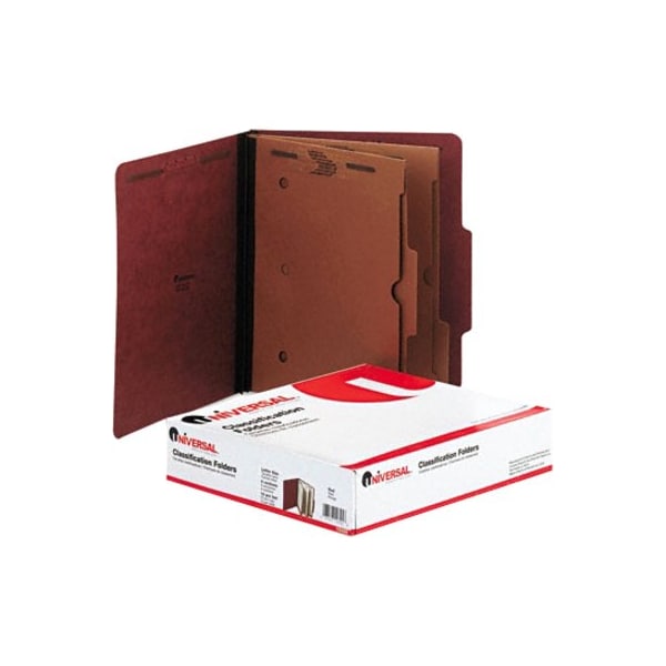 Universal Pressboard Folder with 2 Dividers, Letter, Six-Section, Red, 10/Box 10325 - main