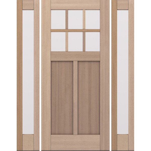 Doornmore CRF-P2G6, 65.25" x 82" ( 36" Door + 2x12" Side) Left Hand, Mahogany SDL 6 Lite Exterior Door CRF-P2G6-SW-3680-G101-SL_1-2_LI - main