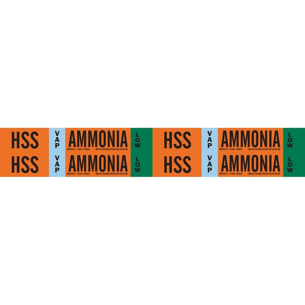 Brady HSS VAP AMMONIA LOW Pipe Marker, 1.125in H x 7in W, Card of 4 EA, 4PK 145899 - main