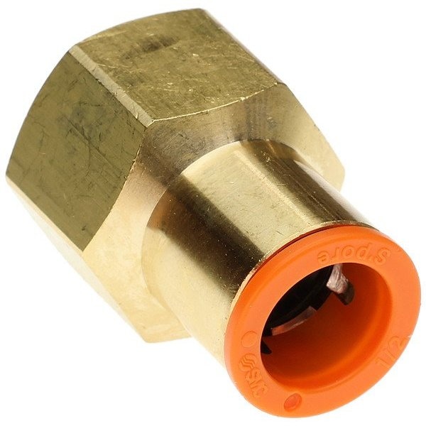 Smc Push-Fit Adapter Fitting, Push-to-Connect x FNPT, 1/2 in Tube OD, 1/2 in Pipe Size, Brass KQ2F13-37A - main