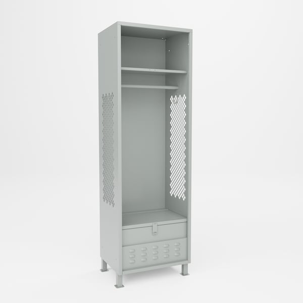 Pucel Athletic Gear Locker, 24 in W x 72 in H x 18 in D, Foot Locker, 4 in Legs, Gray GL-2472-18-FL - main