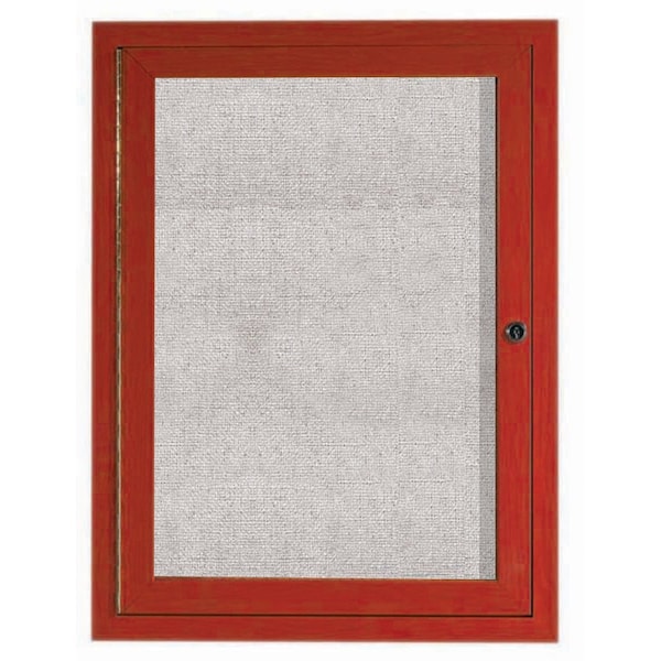 Aarco Outdoor Enclosed Bulletin Board w/ Al Wood Look Finish, Cherry Wood Look, 48''Hx36''W ODCCW4836R - main