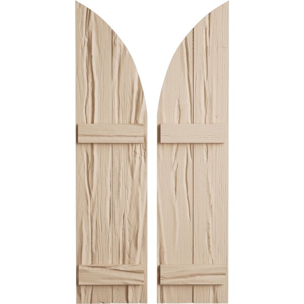 Ekena Millwork Riverwood 2 Board Joined Board-n-Batten w/Quarter Round Arch Top Faux Wood Shutters, 11W x 76H, PR SHUBJQ11X76RWPR - main