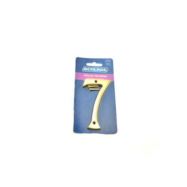 Schlage Residential Solid Brass Carded Classic House Number 7 Bright Brass Finish SC23076605 - main