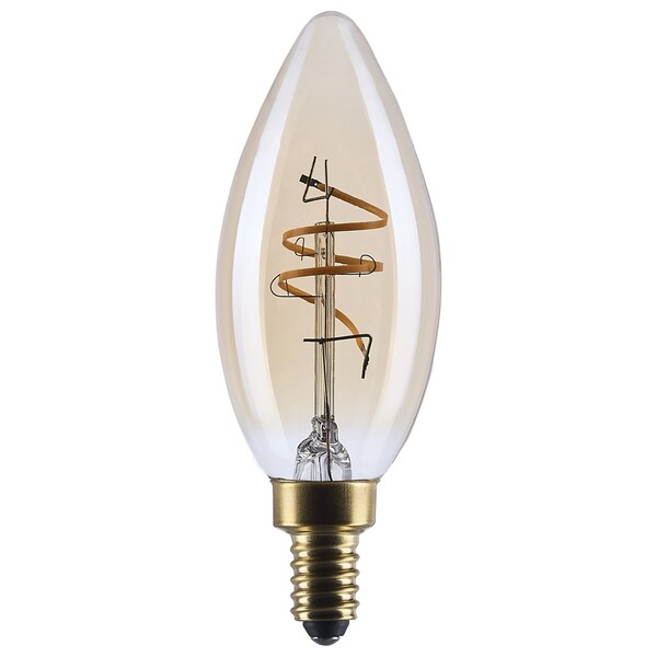 Satco 3.5 Watt C11 LED 2000K CCT Candelabra Base Clear Glass Amber Coil Filament Dimmable 120 Volt S14218 - main