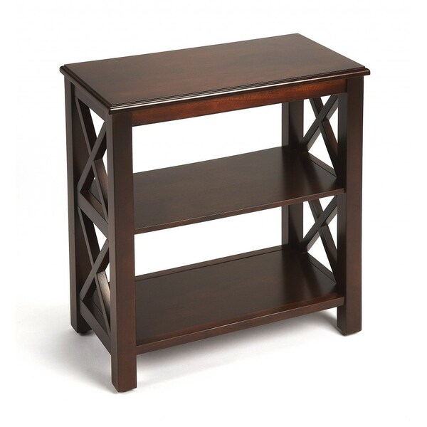 Homeroots 25" Dark Brown Two Tier Standard Bookcase 389560 - main