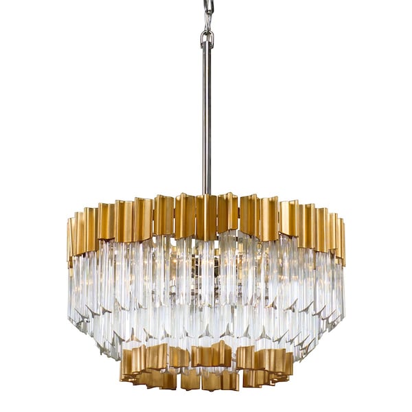 Corbett Lighting Charisma 5 Light Chandelier 19 In. Gold Leaf W Polished Stainless 220-42-GL/SS - main