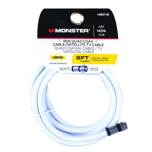 Monster Cable Just Hook It Up 6 ft. Video Coaxial Cable 140037-00 - main